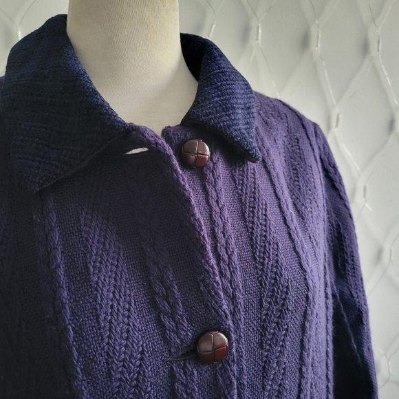 Vintage Wool Sweater Coat • Made In Ireland • Cable Knit • Tagged Medium - Picture 2 of 6